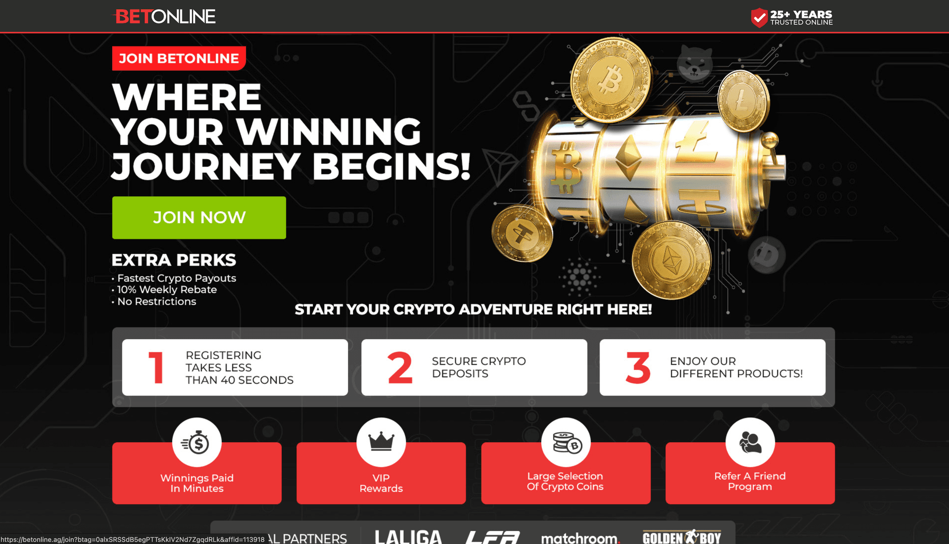 BetOnline promotional banner - Where Your Winning Journey Begins